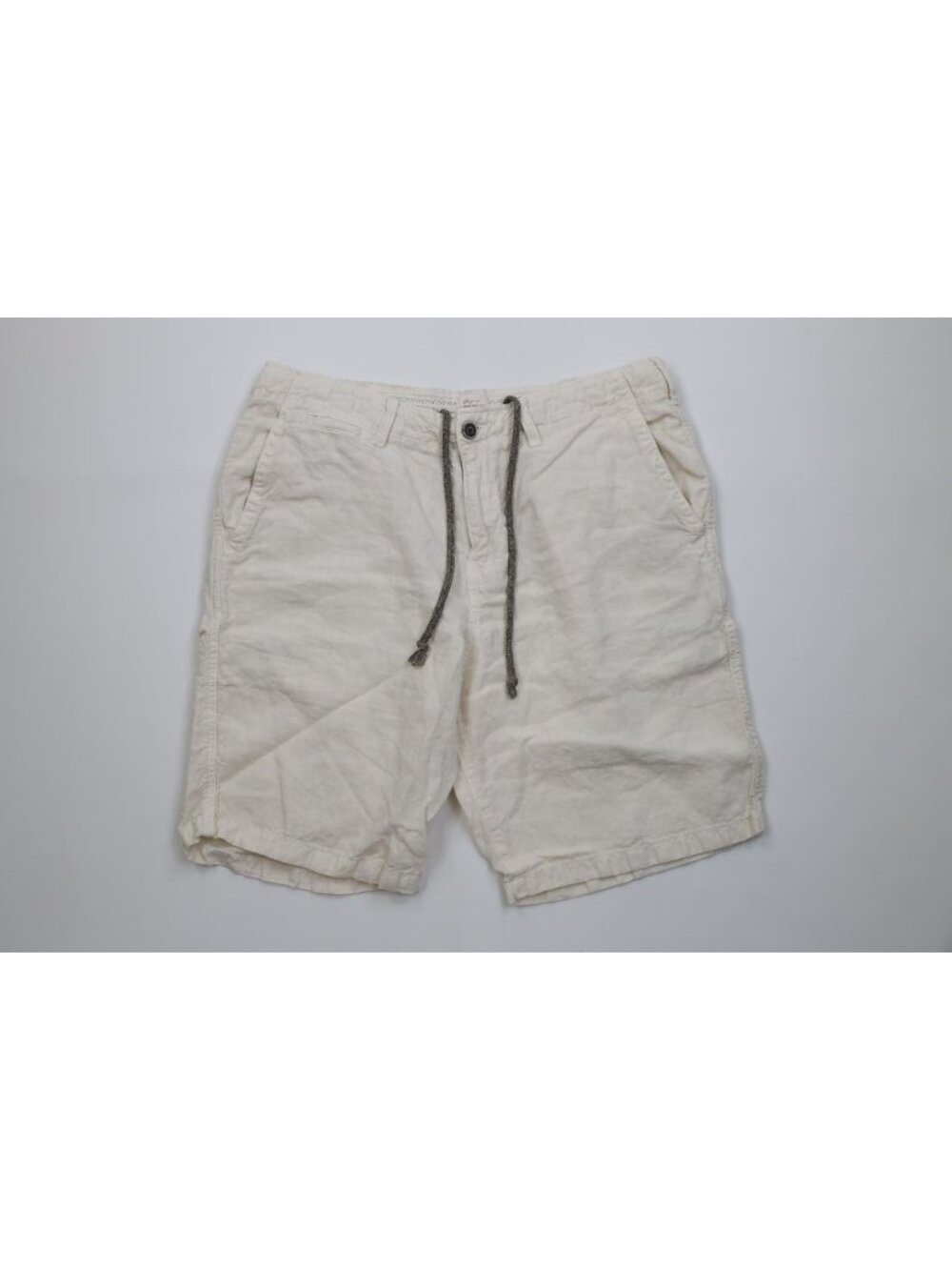 Vintage Lucky Brand Mens 34 Linen Above Knee Beach Harem Chino Shorts Cream